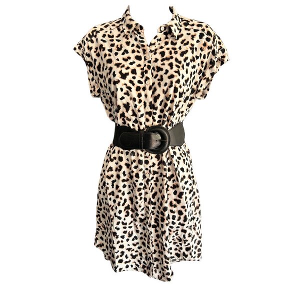 Express Dresses & Skirts - Express Animal Print Belted Shirt Dress Size Small Excellent Condition